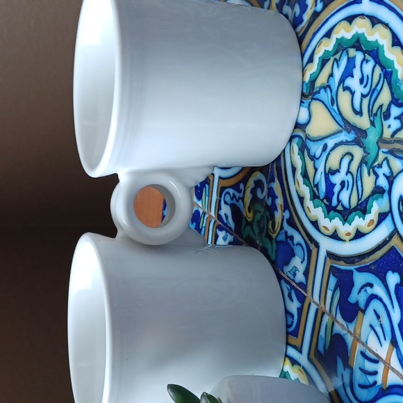 Fiesta Ware White Mugs Homer Laughlin Set of Two Signed Marked Bottoms - Picture 6 of 10